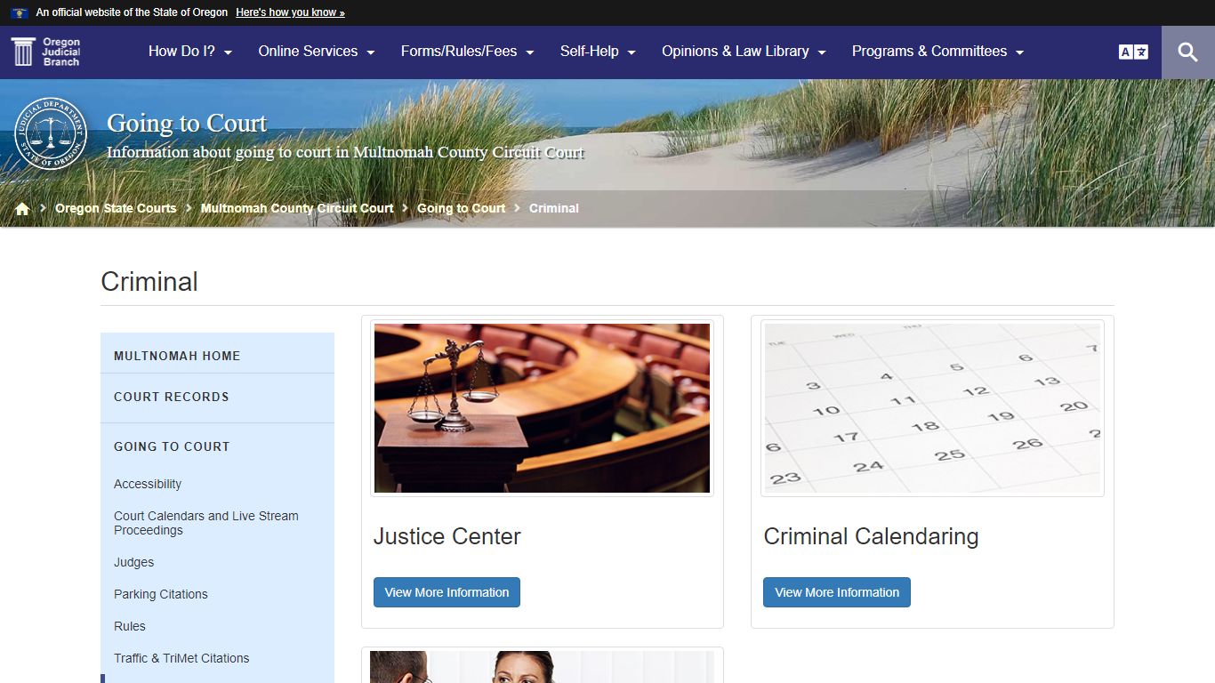 Oregon Judicial Department : Criminal : Going to Court : State of Oregon